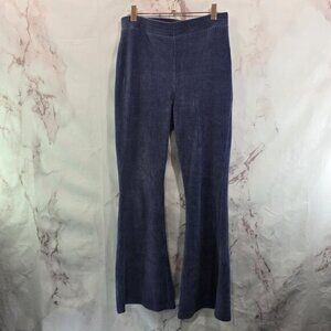 Aerie Leggings Women Medium Short Blue Flare Groove On Velour Corduroy High
